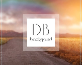 Hay Field with Rainbow Sky Digital Background | Mountain Digital Background | Stormy Sky Digital Background | Digital Backdrop