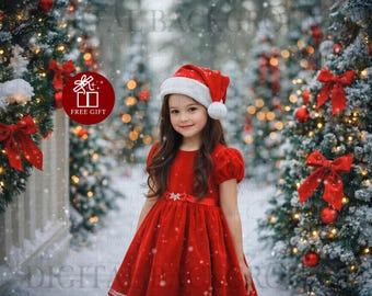 Weihnachtlicher digitaler Hintergrund | Digitaler Hintergrund für Winterporträts