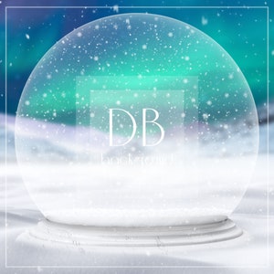Fondo digital del globo de nieve del Ártico / Fondo de Photoshop / Fondo digital de la aurora boreal / Telón de fondo digital