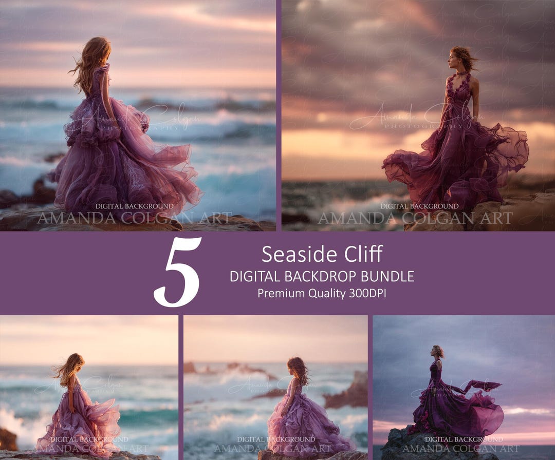 Seaside Cliff Digital Backdrop Bundle: Summer Ocean Scenes (digital ...