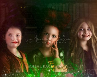 Aazon.co : DePhoto Halloween Photography Backdrop Witch Agic Cauldron Bookshelf In Spooky - View #9