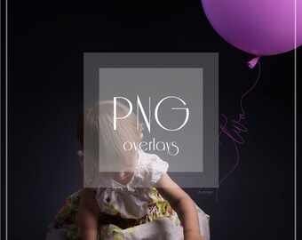 Birthday String Overlays | Number Balloon Strings | Photoshop Overlays