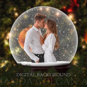 Fundo digital de globo de neve | Fundo digital de Natal | Globo de neve de árvore de Natal, Lembrança, Crianças, Animais de estimação, Família, Casal, Composto