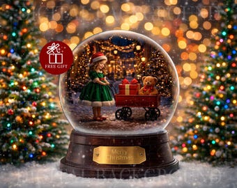 Digitale Weihnachtskulisse | Digitale Schneekugel-Kulisse | Feiertage, Haustiere, Kinder, Familie