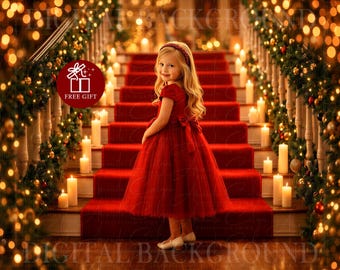 Weihnachtlicher digitaler Hintergrund | Festlicher Treppen-Hintergrund