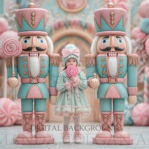 Christmas Digital Backdrop | Nutcracker Digital Background | Pastel, Christmas, Snow, Candyland | Digital Background for Composites