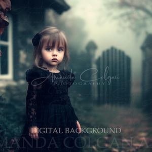 Digitale Halloween-achtergrond | Digitale achtergrond Spooky House | Spookhuis, herfst, herfst, mist | Halloween-achtergrond voor composieten