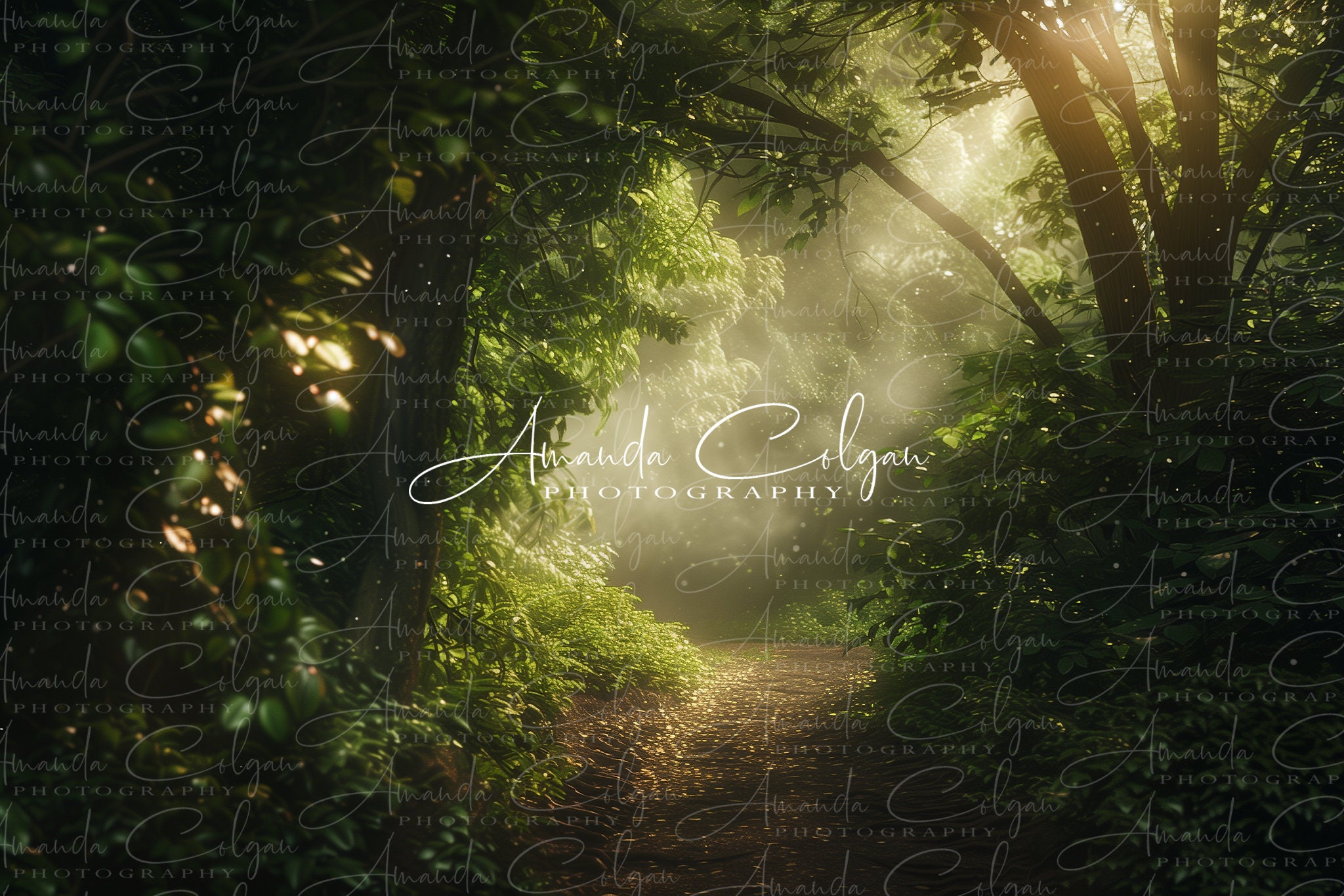 Composti Background Summer Digital Background | Lush Forest Path Digital Backdrop ...