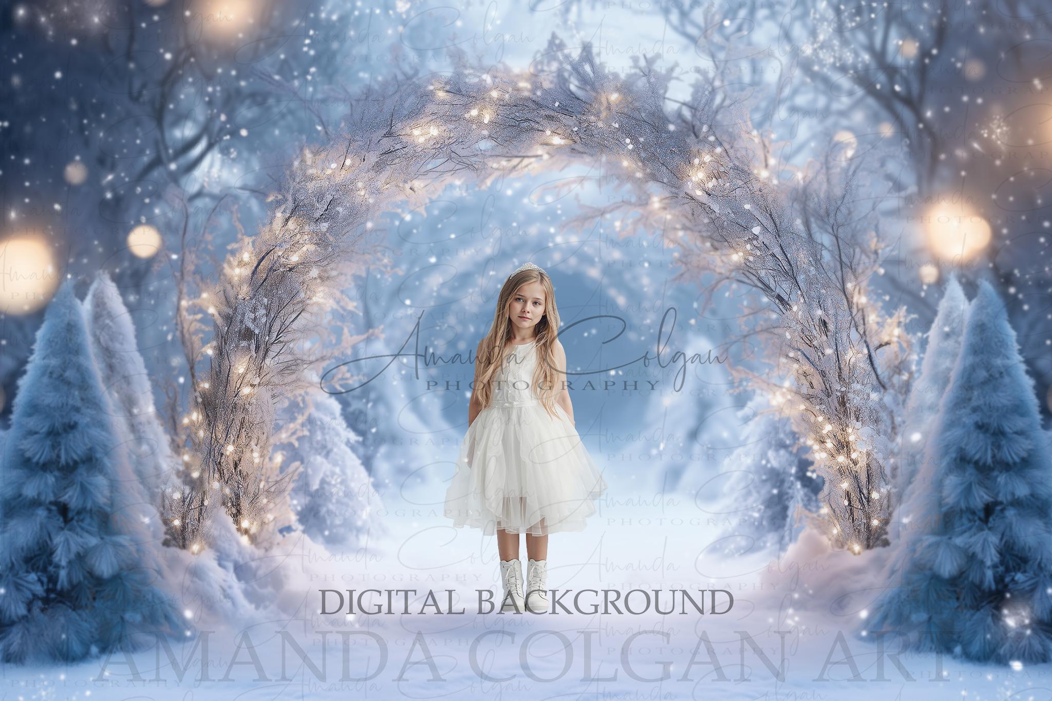 Christmas Digital Backdrop | Winter Arch Digital Background | Snow ...
