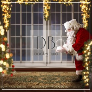 Fondo digital de Santa Handing Snow Globe / Fondo digital de Navidad / Fondo digital para seres queridos / Fondo digital de Santa