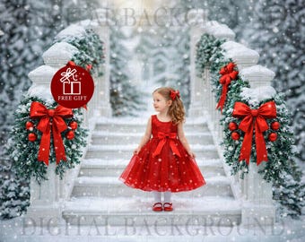 Weihnachtlicher digitaler Hintergrund | Festlicher Treppen-Hintergrund