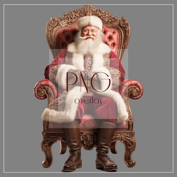 Santa Sitting In Chair Overlay | Santa Overlay | Christmas Overlay | High-Resolution Overlay | PNG Overlay