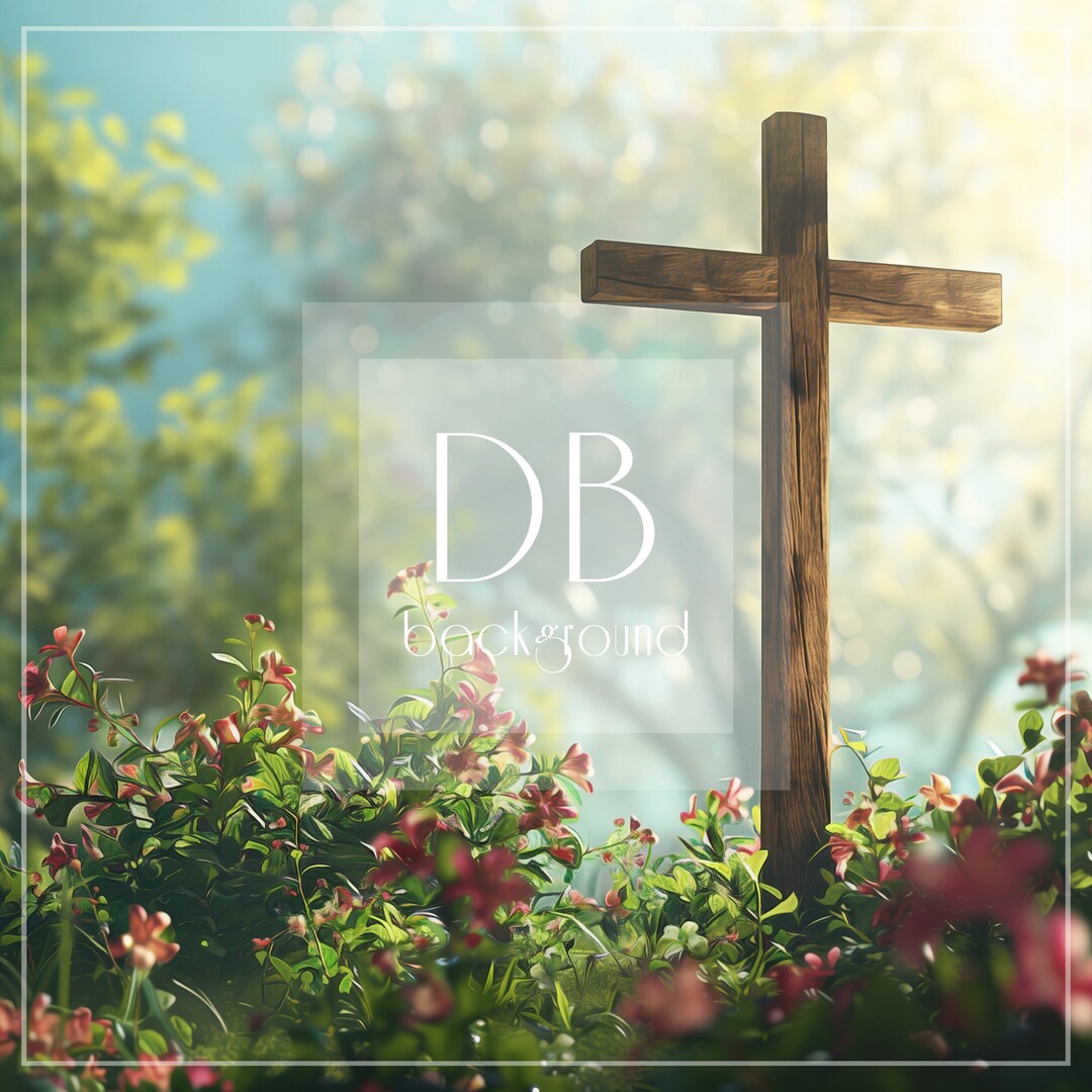 Spring Digital Background | Wooden Cross Digital Backdrop | Easter ...