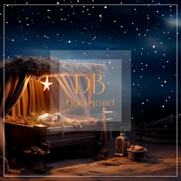 Baby Jesus in a Manger Digital Background | Christmas Digital Background | Bethlehem Digital Background | Newborn Jesus Digital Background