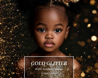 60 Photoshop-Overlays mit Goldglitzer | Glitzerstaub, Bokeh-Effekt, Glitzer-Foto-Overlay (JPG)
