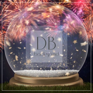 Fondo digital del globo de nieve de fuegos artificiales / Fondo digital de año nuevo / Fondo digital del 4 de julio / Fondo digital del Día de los Caídos