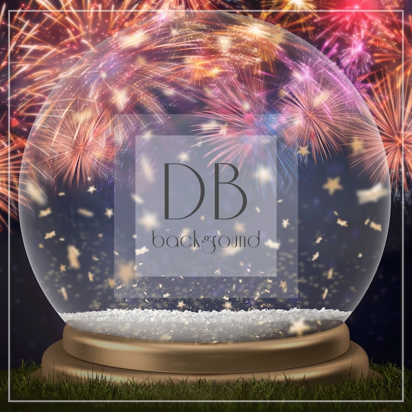 Firework Snow Globe Digital Background | New Years Digital Background | July 4th Digital Background | Memorial Day Digital Background