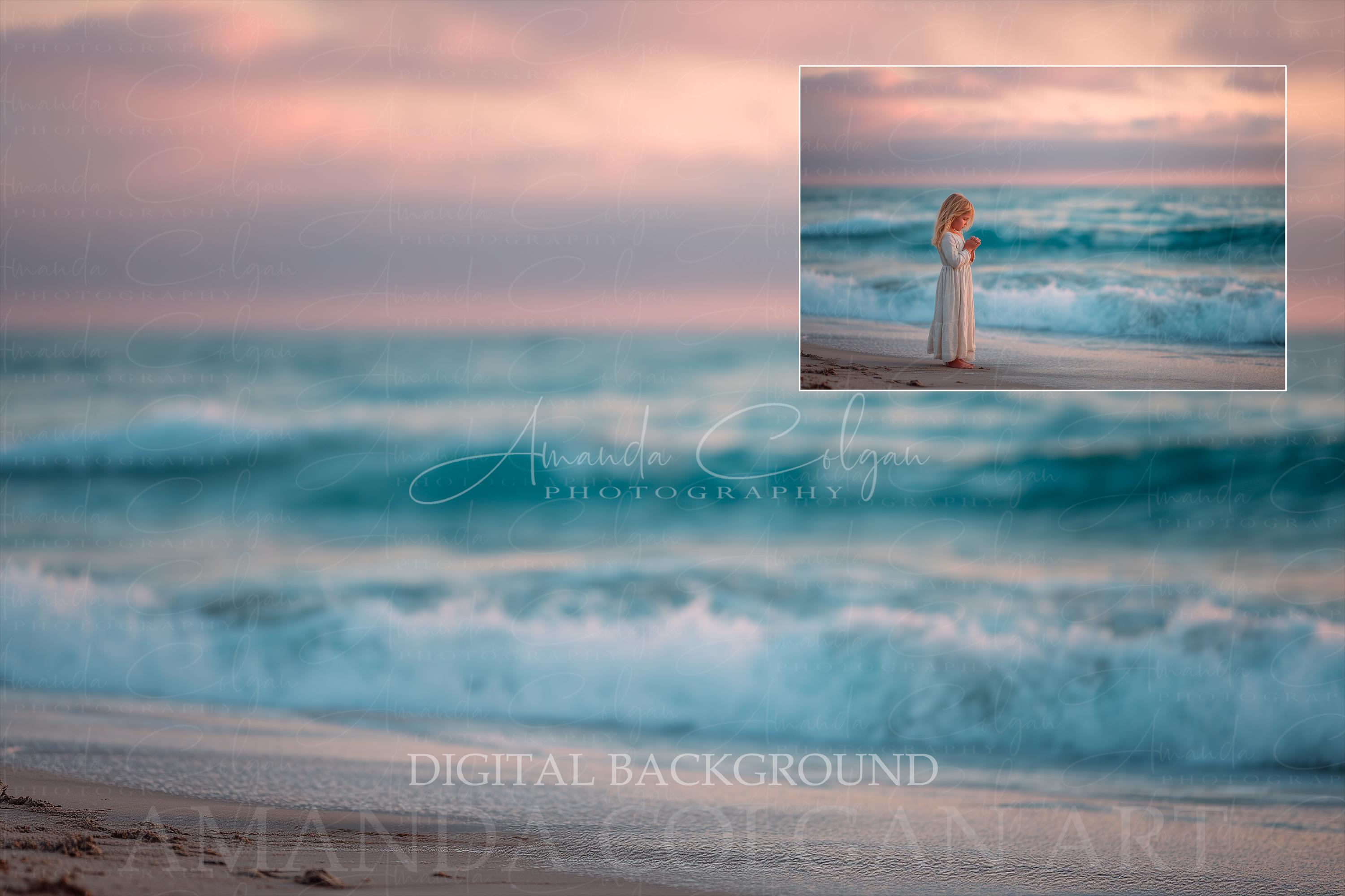 Beach Photography Backdrop Bundle: Sunset, Ocean, Sand (digital ...