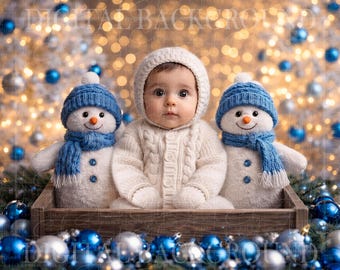Digitale Weihnachts-Hintergrundvorlage für Neugeborene | Digitaler Schneemann-Hintergrund | PNG, Gesicht hinzufügen, Gesicht einfügen