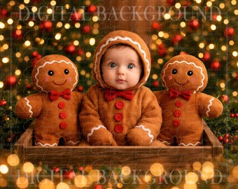 Digitaler Weihnachtshintergrund für Neugeborene | Lebkuchen-Hintergrund | PNG, Gesicht hinzufügen, Gesicht einfügen