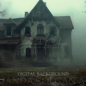 Digitale Halloween-achtergrond | Digitale achtergrond Spooky House | Spookhuis, herfst, herfst, mist | Halloween-achtergrond voor composieten