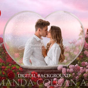 Valentines Day Digital Backdrop | Heart Snow Globe Digital Background | Composite Photography, Couples, Family, Kids, Pets