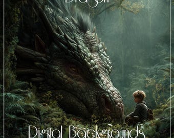 Dragon Digital Backgrounds Collection | Dragon Fantasy, Child, Dream, Wood, Forest, Fantasy | Digital Background for Photography | Composite
