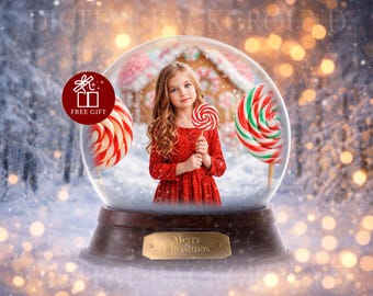 Digitale Weihnachtskulisse | Digitale Schneekugel-Kulisse | Feiertage, Haustiere, Kinder, Familie