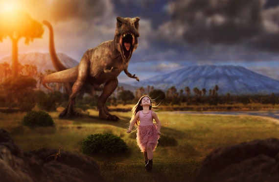 Dino Chase Digital Background Photoshop Background Etsy