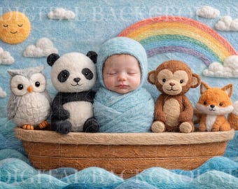 Digitaler Hintergrund für Neugeborene | Digitaler Hintergrund „Arche Noah“ | PNG, Gesicht hinzufügen, Gesicht einfügen