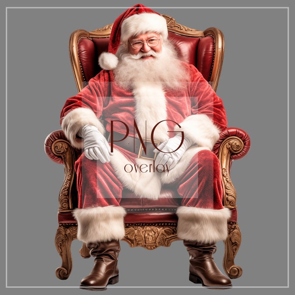 Santa Sitting In Chair Overlay | Christmas Overlay | Santa Overlay | High-Resolution Overlay | PNG Overlay