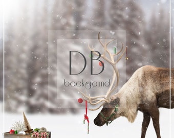 Deck The Reindeer Digital Background | Layered Digital Background | Photoshop Background