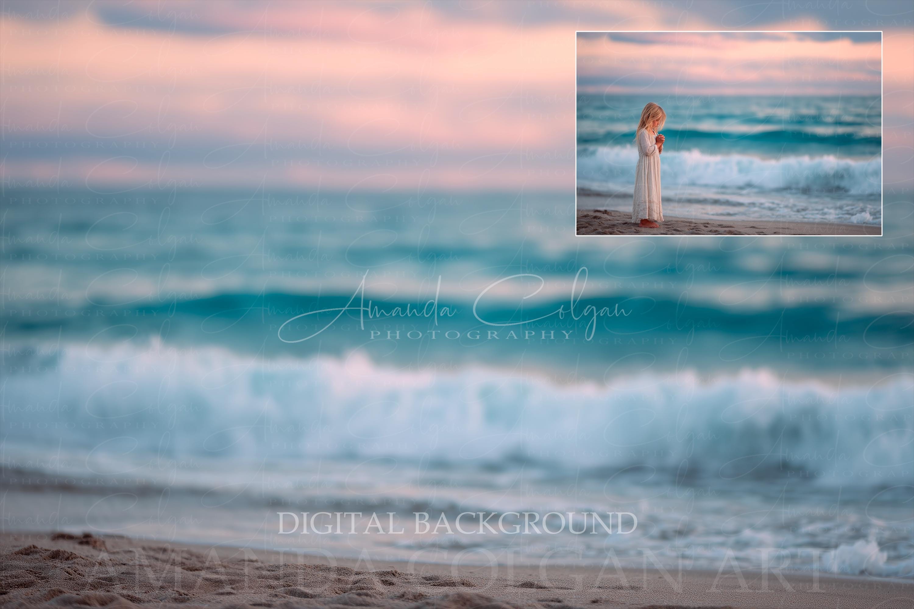 Beach Photography Backdrop Bundle: Sunset, Ocean, Sand (digital ...