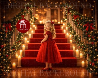 Weihnachtlicher digitaler Hintergrund | Festlicher Treppen-Hintergrund