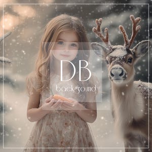Winter Digital Background | Reindeer Digital Background | Digital Backdrop | Reindeer in Snowy Woods Digital Background | Composite Backdrop