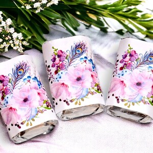 54 Pink Floral Candy Labels: Baby Shower, Wedding Favor Stickers