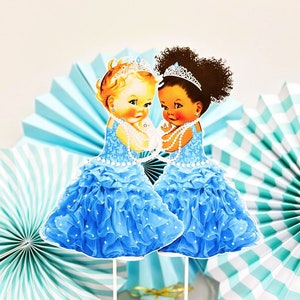 Princess Cinderella Party Centerpiece: Blue Gown Baby Shower Decoration