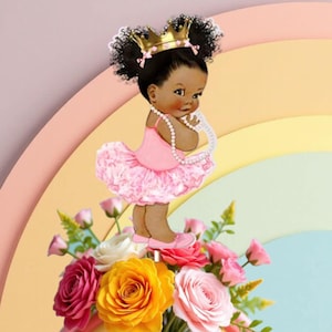 Princess Ballerina Centerpiece Pink Tutu African American Girl Baby Shower Birthday Table Decor