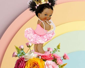 Princess Ballerina Centerpiece Pink Tutu African American Girl