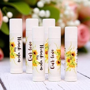 Personalized Sunflower Lip Balm Labels: Party Favor Stickers