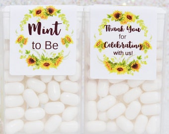 Sunflower Tic Tac Favor Stickers, Bridal Shower Labels, Tic Tac Labels