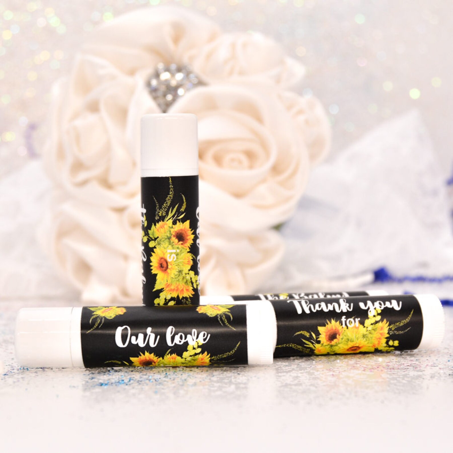 30 Sunflower Lip Balm Stickers Personalized Lip Balm Labels Etsy