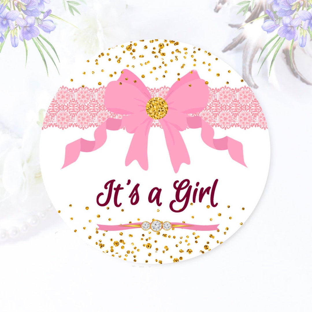 It's a Girl Favor Labels, Baby Shower Stickers, Baby Shower Favor ...