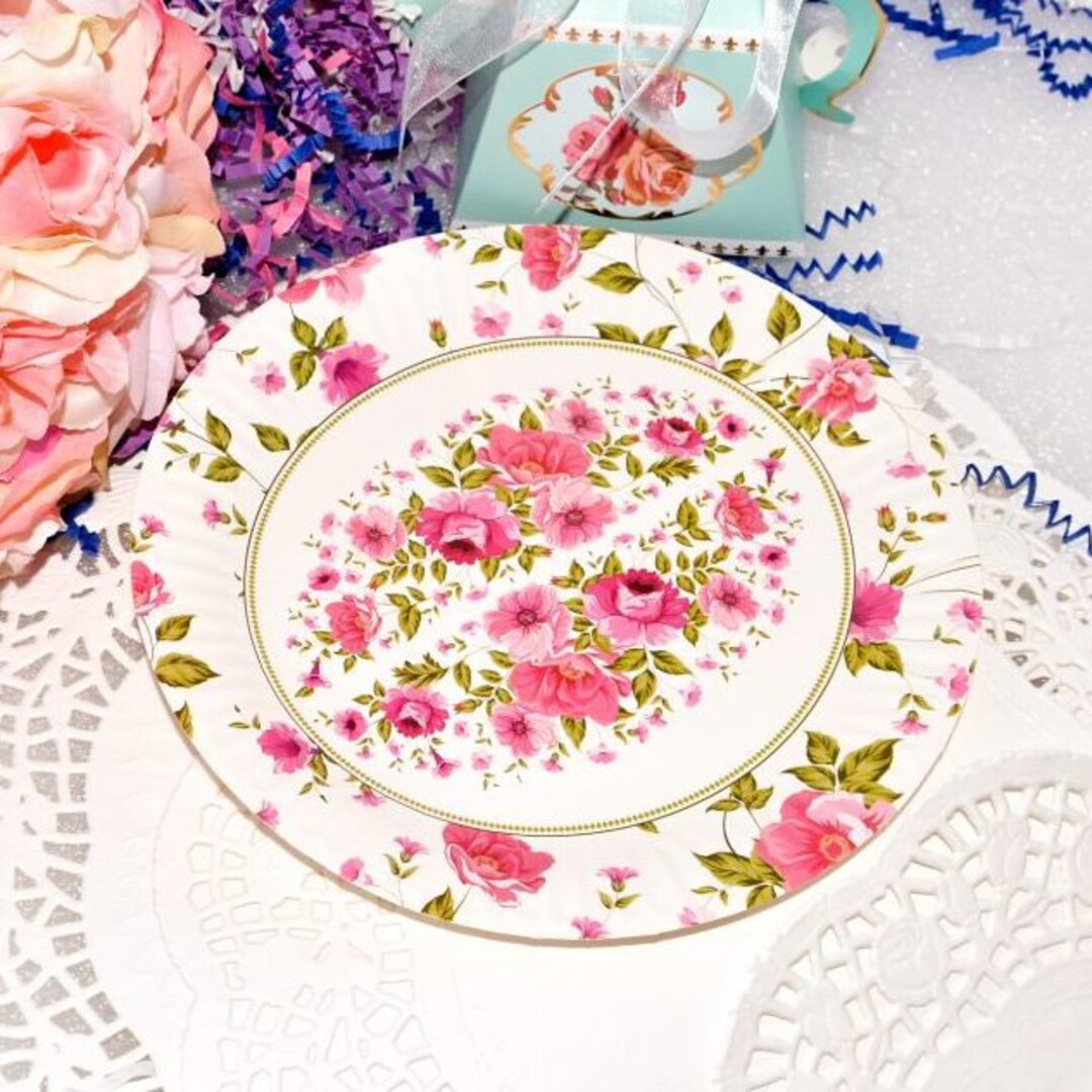 Rose Tea Party Dessert Paper Plates, Garden Party Etsy UK