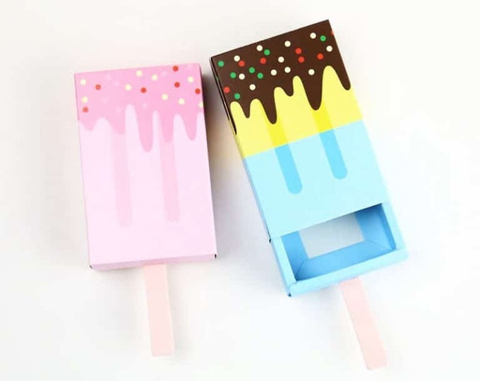 12 Ice Cream Birthday Gift Box Paper Baby Shower Box Etsy