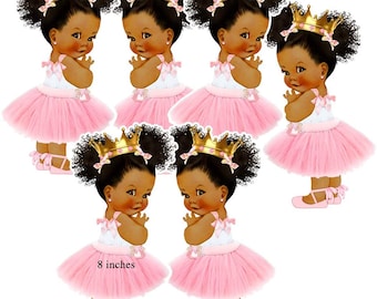 Pink Princess Cutouts African American Baby Shower Birthday Decor