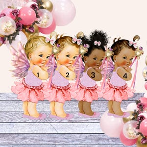 Fairy First Birthday Cutouts Decor Baby Shower Pink Centerpieces Party Table Wall Cake Topper Decoration