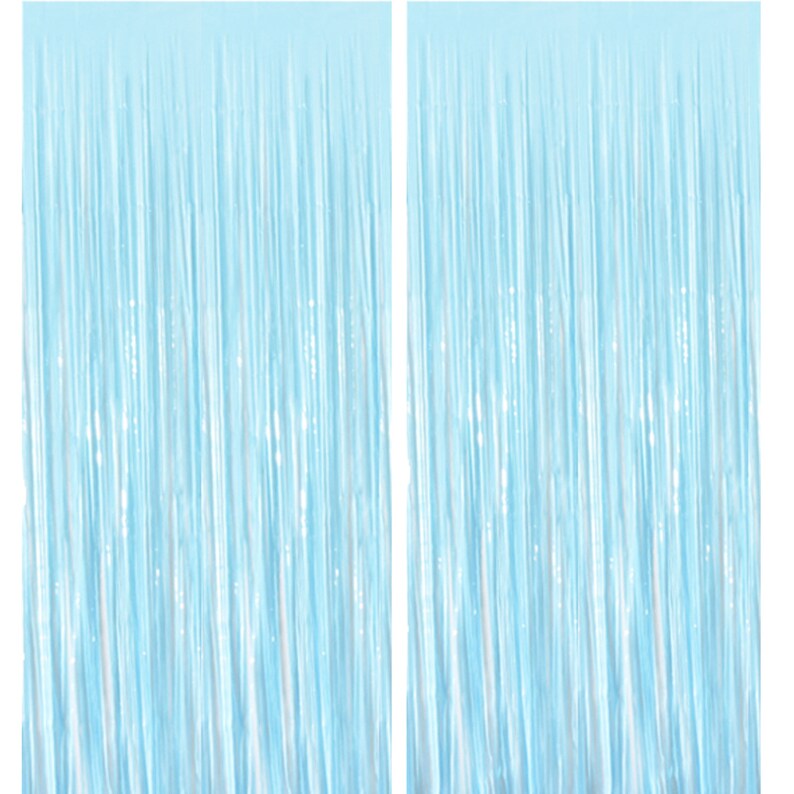 2 Baby Blue Foil Curtain Tinsel Photo Backdrop Etsy