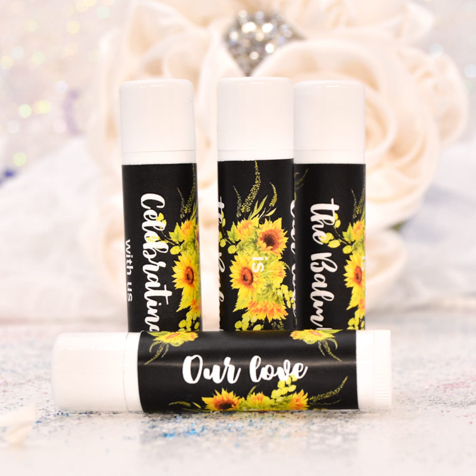 30 Sunflower Lip Balm Stickers Personalized Lip Balm Labels Etsy