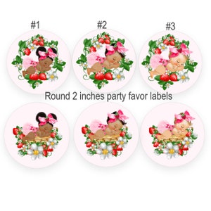 Strawberry Sleeping Baby Girl Labels Party Favor Sweet Strawberry Summer Theme Set of 40 2 inches Stickers